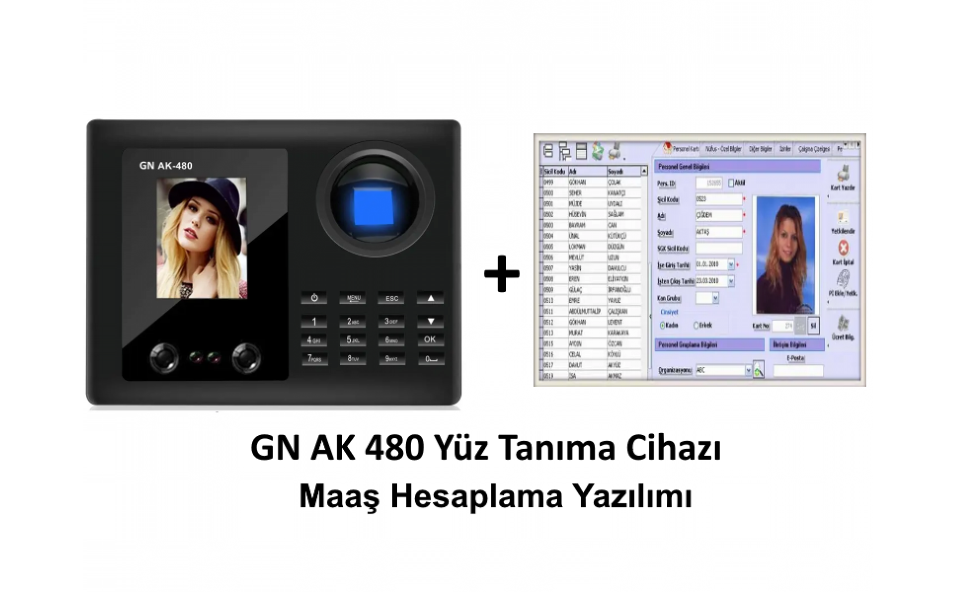 GN AK 480 Yüz Tanıma Cihazı +  Personel Maaş Hesaplama Yazılımı