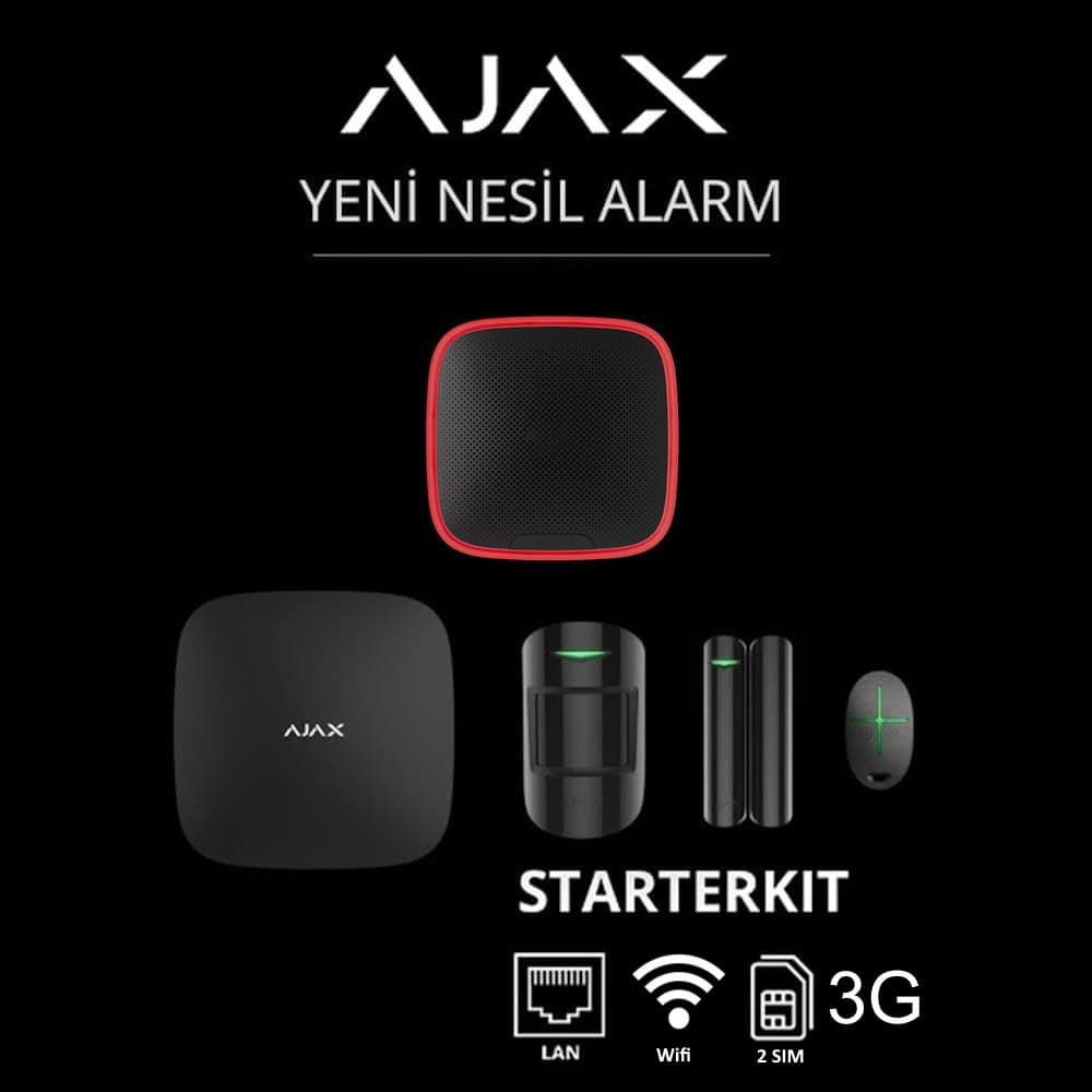 Ajax HubKit Plus-B Sirenli Kablosuz Alarm Seti - Siyah