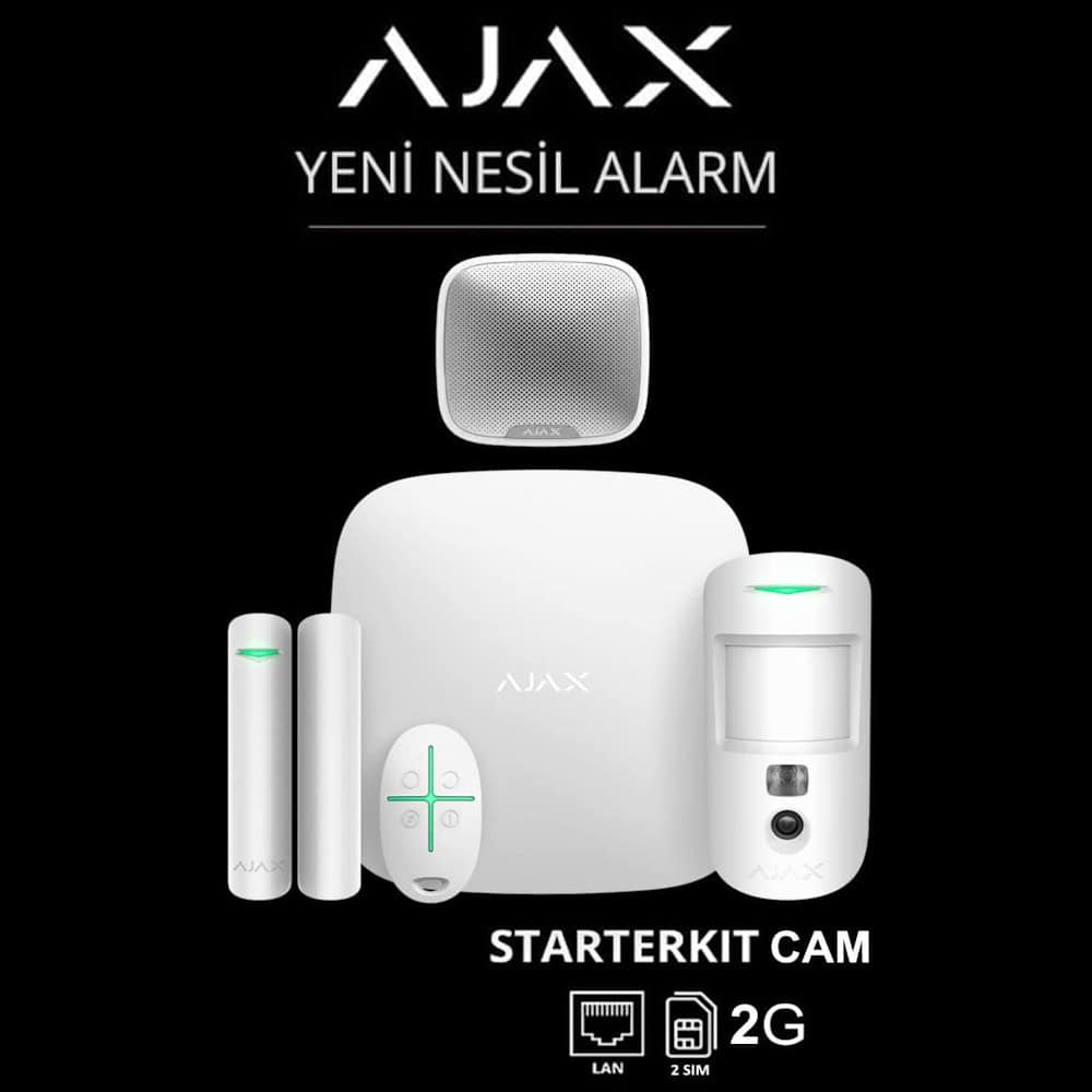 Ajax StarterKit CAM Sirenli Kablosuz Alarm Seti - Beyaz