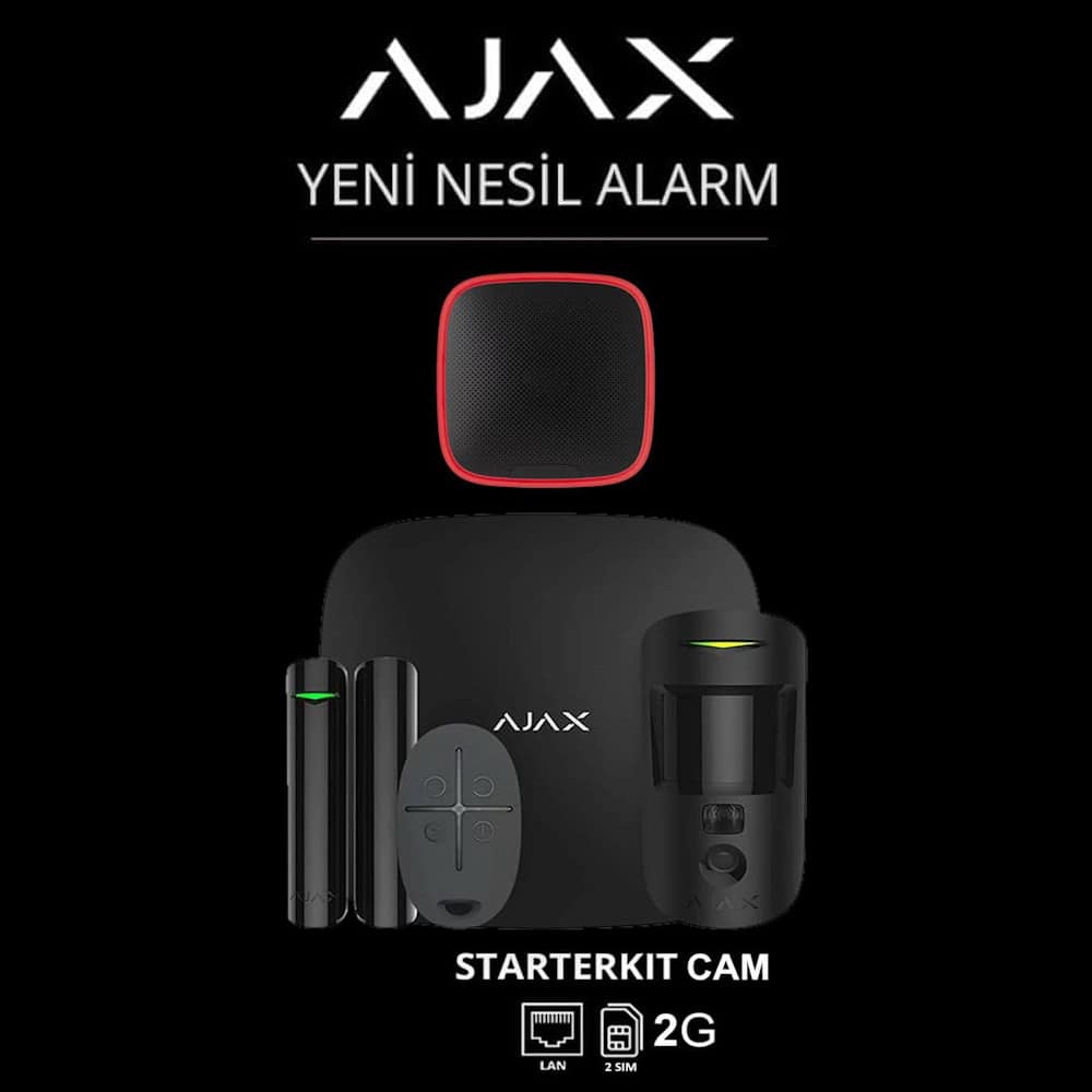 Ajax StarterKit CAM Sirenli Kablosuz Alarm Seti - Siyah