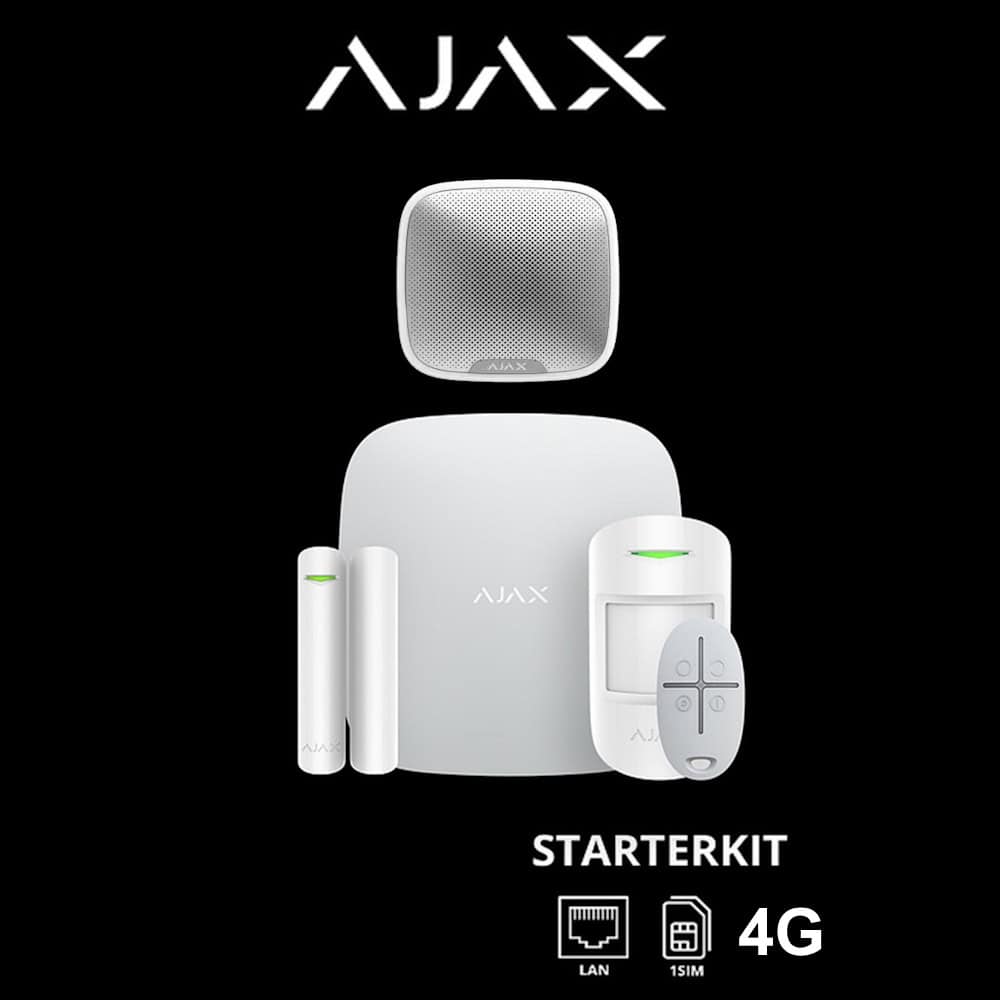 Ajax StarterKit Harici Sirenli Kablosuz Alarm Seti 4G- Beyaz