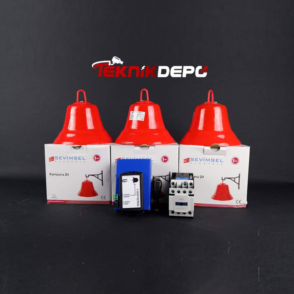 Fabrika Mola Zil Saati Seti 3 Çanlı Set + Kontaktör