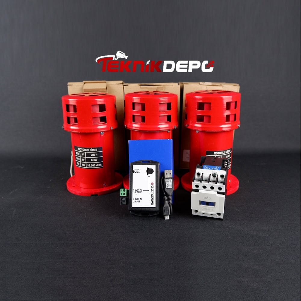 Fabrika Mola Zil Saati Seti Üç Motorlu Sirenli Set + Kontaktör